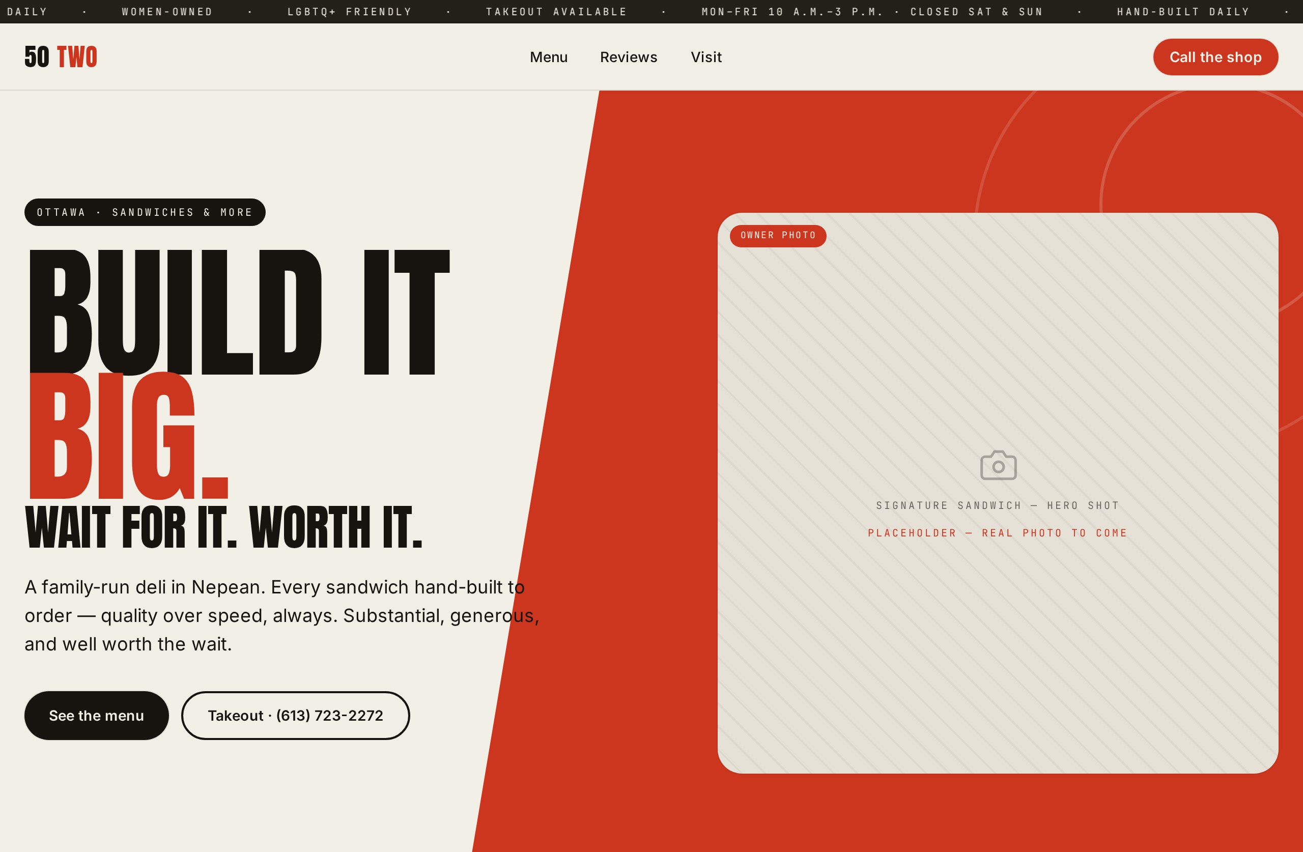 50 TWO Sandwiches website built by Aiden Brownlee