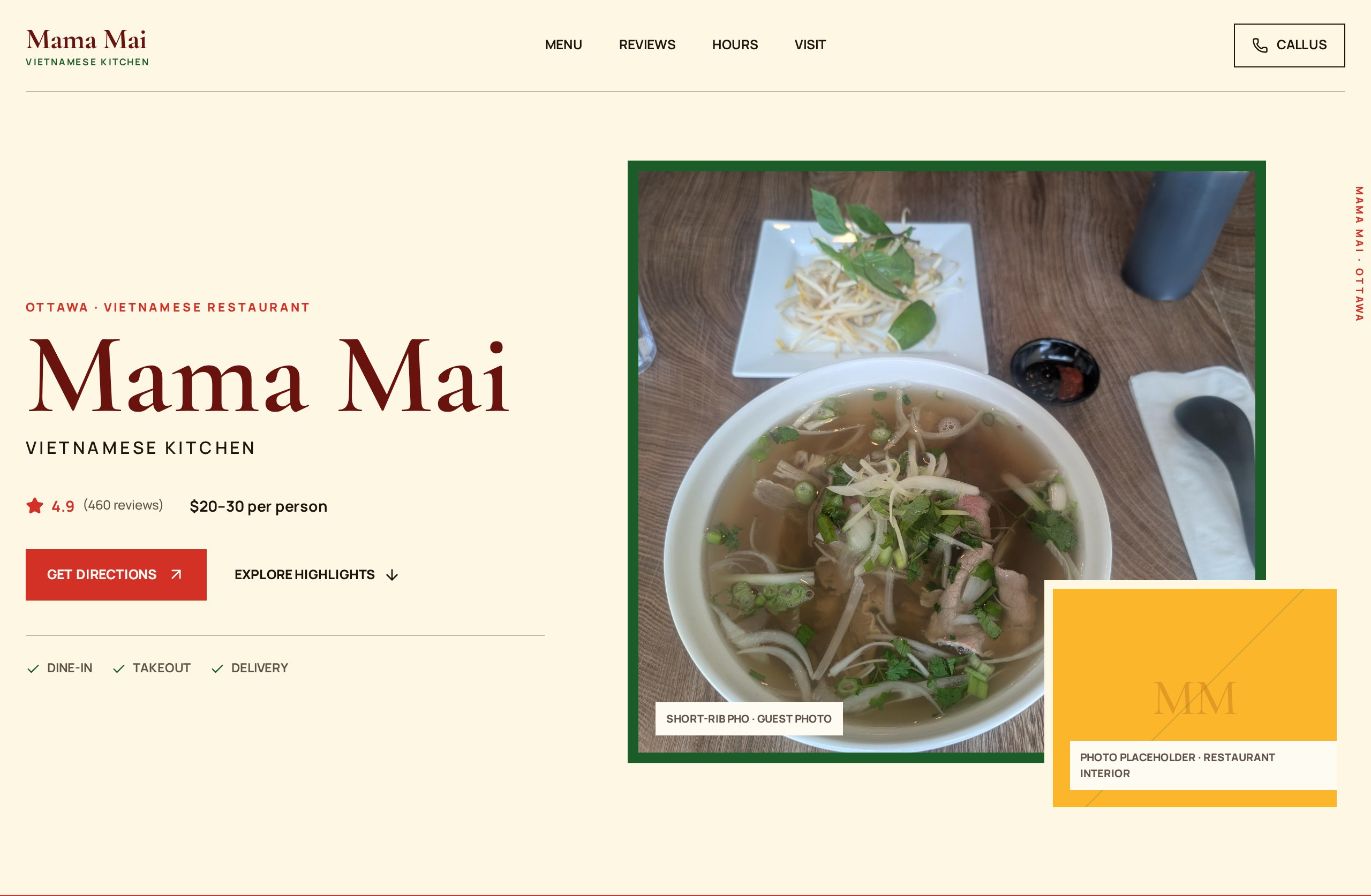 Mama Mai Vietnamese Kitchen website built by Aiden Brownlee